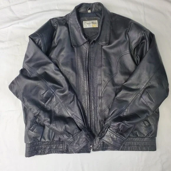 Pioneer Wear Men's Leather Bomber Jacket 100% Lamb Leather Vintage Biker Size L - Picture 14 of 16